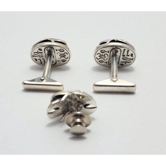 Allan Adler Sterling Silver & GP Scarab Cufflinks & Pin Silversmith to the Stars - Picture 6 of 11